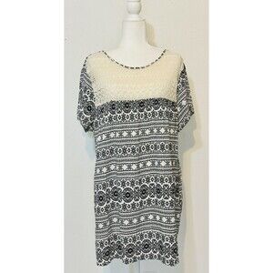 Umgee Women Size 1XL Crochet Paisley Short Sleeve Dress Boho Cottage Festival